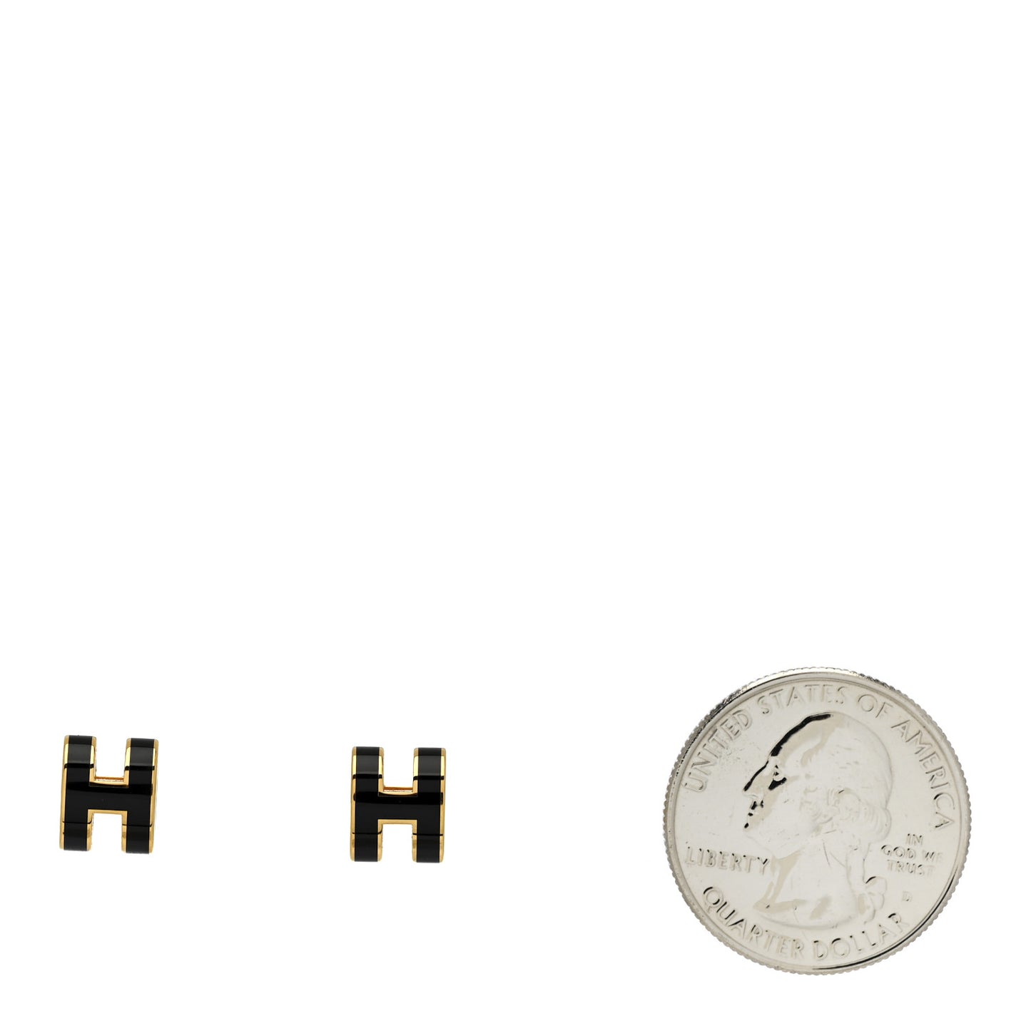 Gold Lacquered Mini Pop H Earrings Black