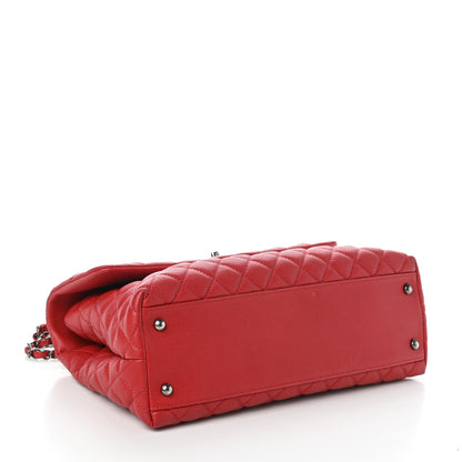 Chanel Caviar Quilted Medium Coco Handle Flap Dark Red 4 of 10