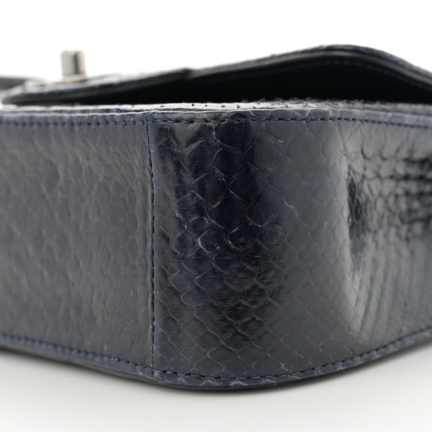 Chanel Snakeskin Mini Rectangular Flap Navy Blue 10 of 12