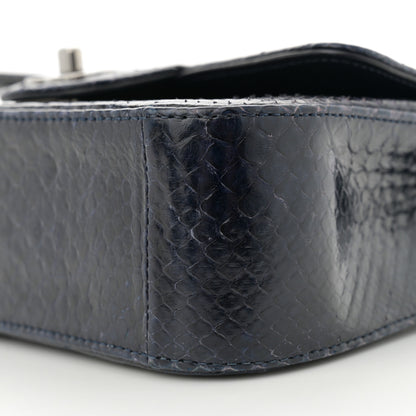 Chanel Snakeskin Mini Rectangular Flap Navy Blue 10 of 12