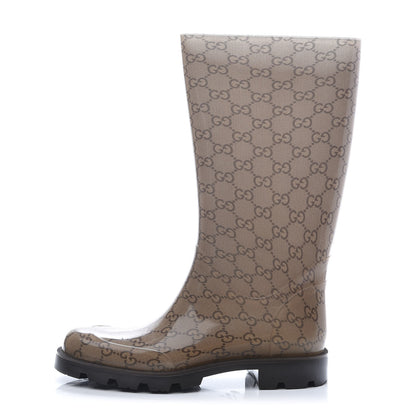 Gucci Rubber Monogram Edinburg Rain Boots 38 Transparent Cocoa 1 of 8
