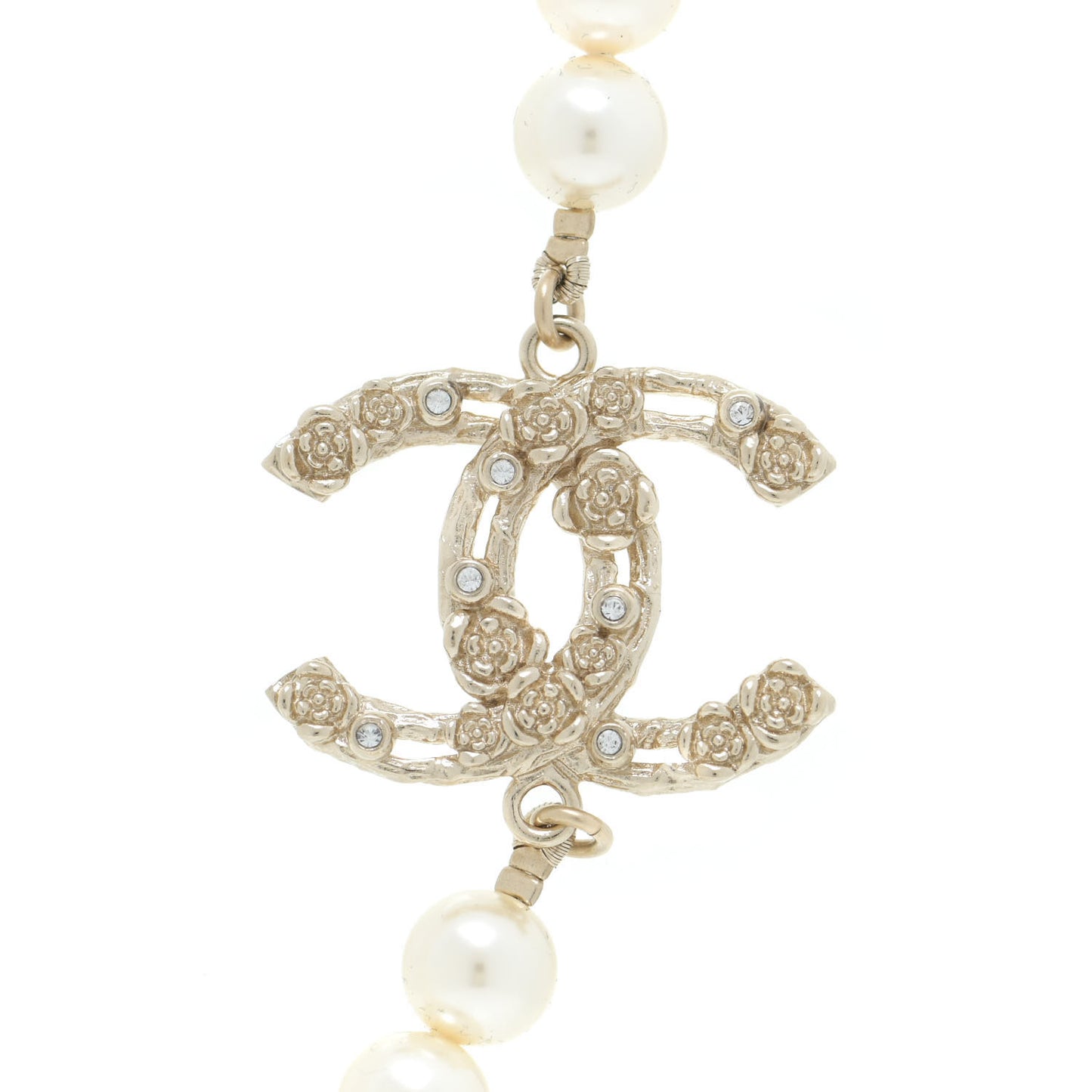 Pearl Crystal CC Short Necklace Gold