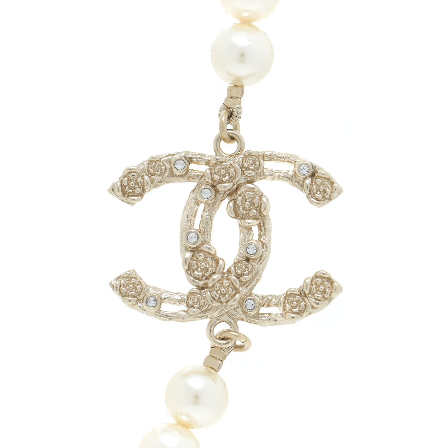 Chanel Pearl Crystal CC Short Necklace Gold 4 of 6