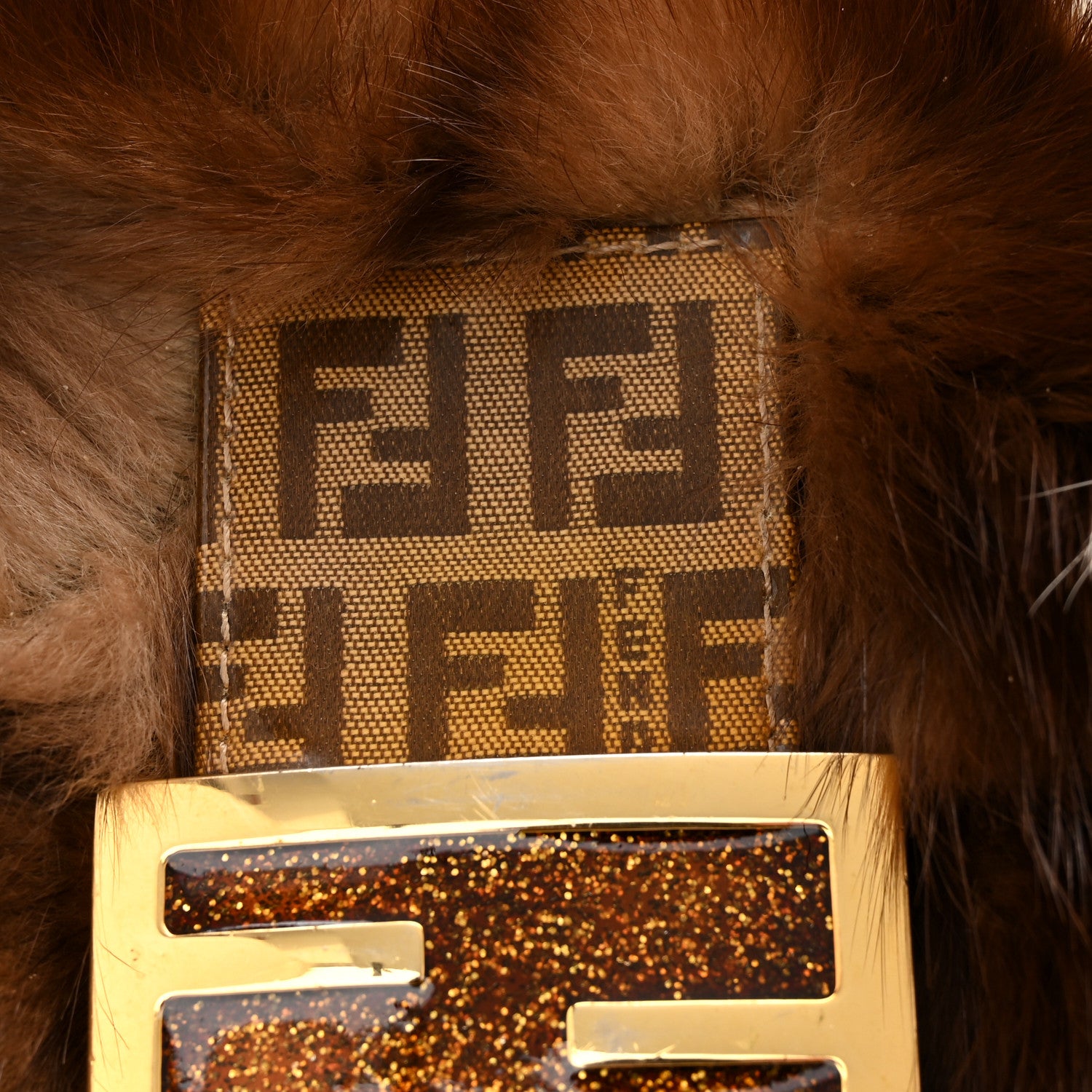Fendi Vinyl Zucchino Skunk Fur Baguette Tobacco Multicolor 10 of 10