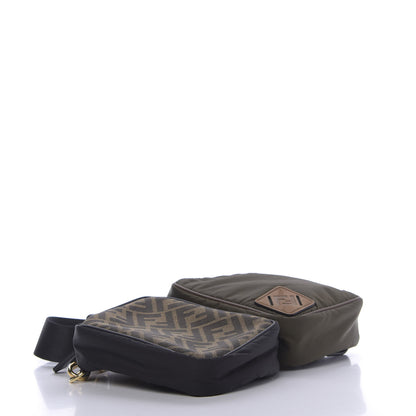 Fendi Nylon Dolmias Vitello Grace FF Multi Pouch Belt Bag Military Brown Tortora 4 of 13
