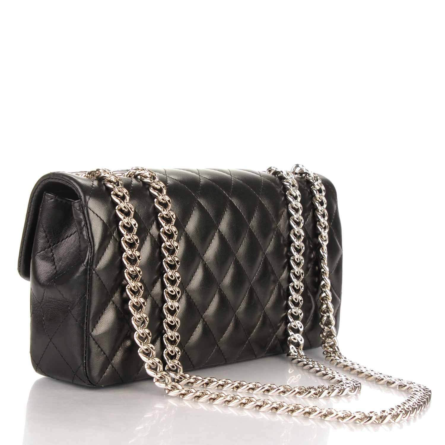 Chanel Lambskin Quilted East West Flap Black 3 of 8