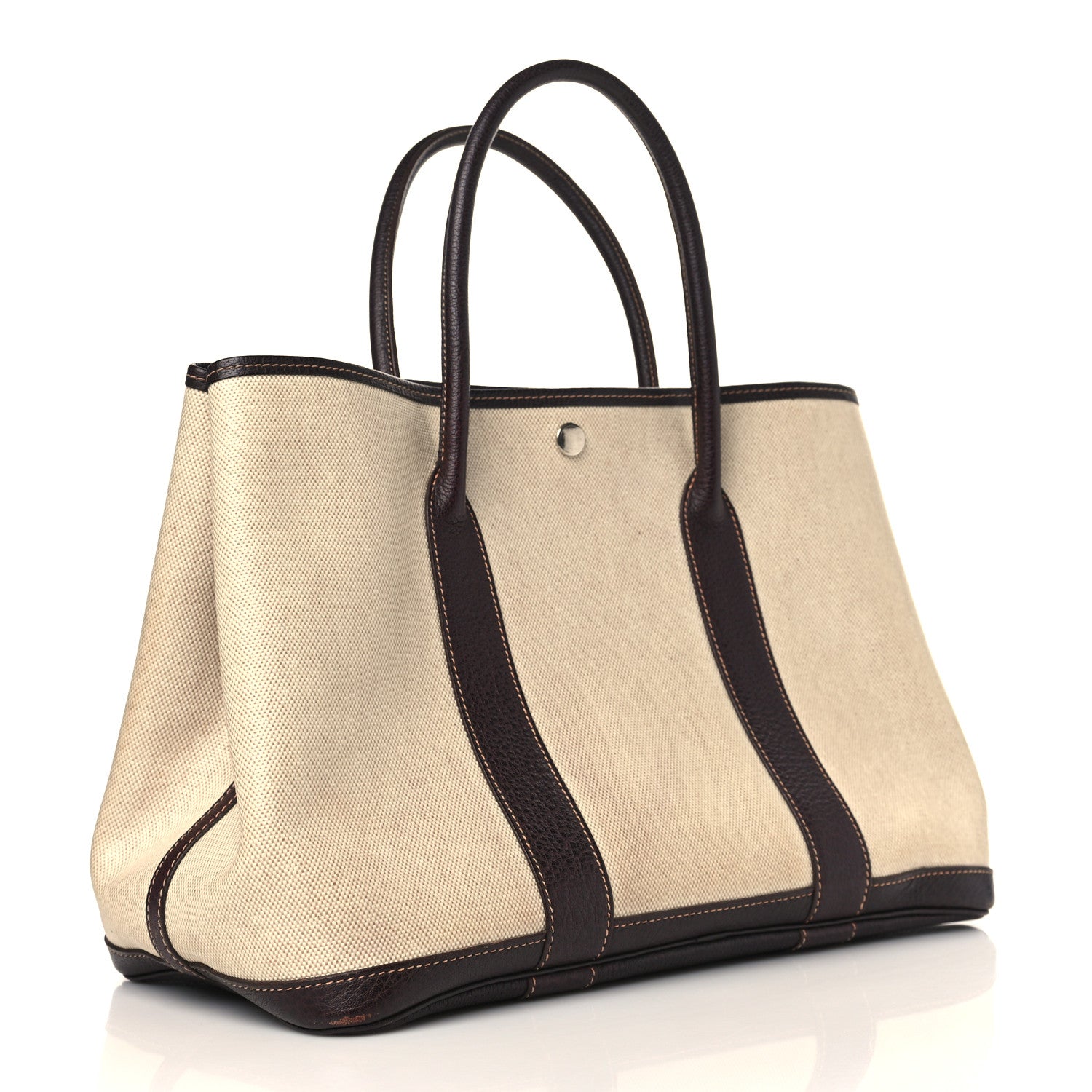 Hermes Buffle Skipper Toile Garden Party 36 MM Tote Marron Fonce 3 of 11