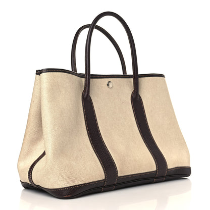 Hermes Buffle Skipper Toile Garden Party 36 MM Tote Marron Fonce 3 of 11