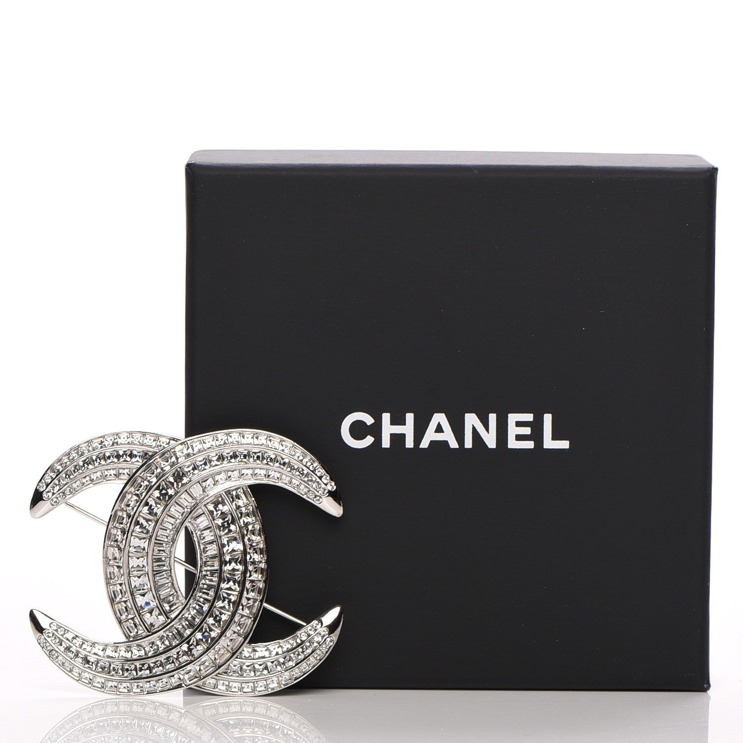 Chanel Baguette Crystal CC Brooch Silver 5 of 5
