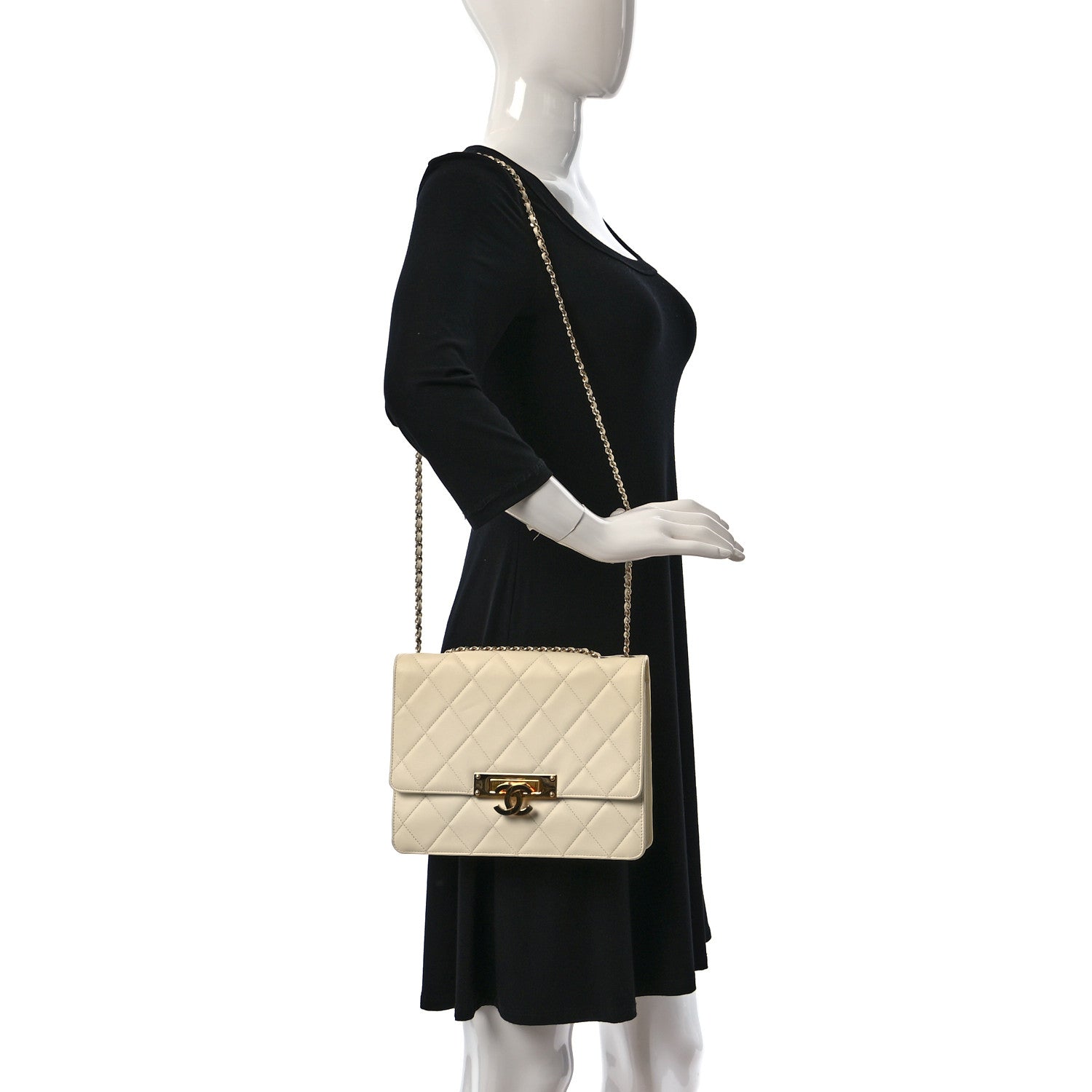 Chanel Lambskin Quilted Medium Golden Class Flap White 2 of 10