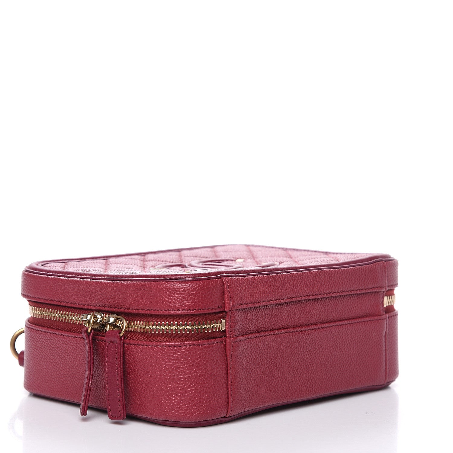 Chanel Caviar Quilted Medium CC Filigree Vanity Case Burgundy 4 of 10