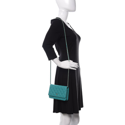 Chanel Caviar Quilted Wallet On Chain WOC Turquoise 2 of 12