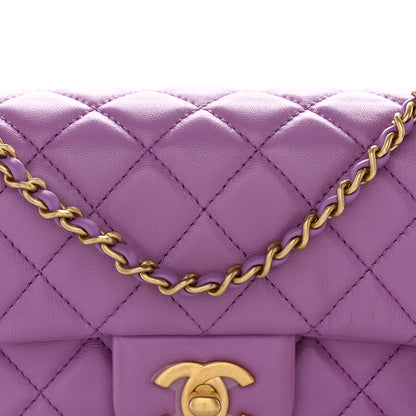 Chanel Lambskin Quilted Mini Rectangular Pearl Crush Flap Purple 9 of 11