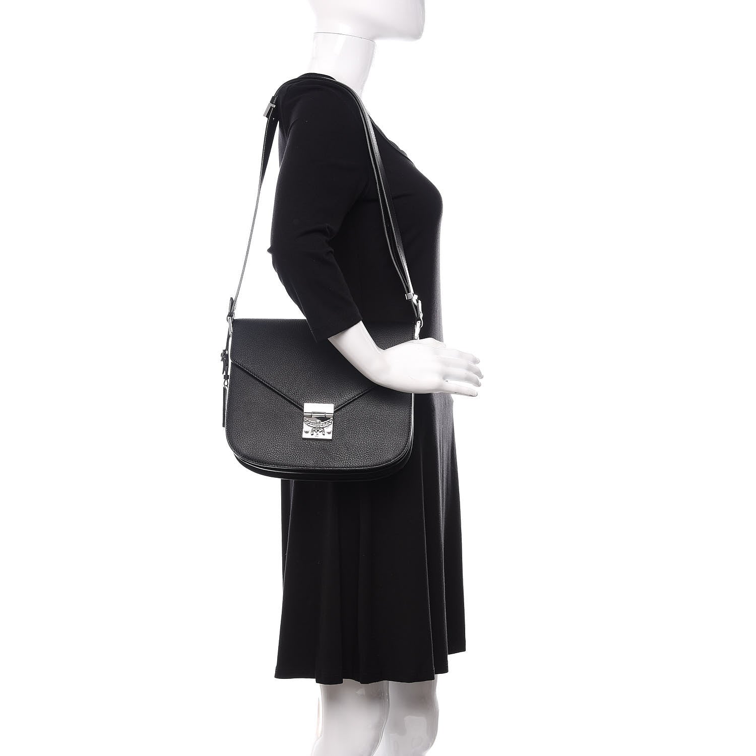 MCM Grained Calfskin Patricia Park Avenue Crossbody Bag Black 2 of 10