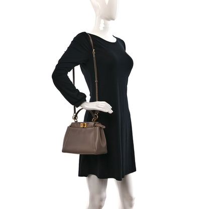 Fendi Nappa Mini Peekaboo Iconic Satchel Tortora 2 of 10
