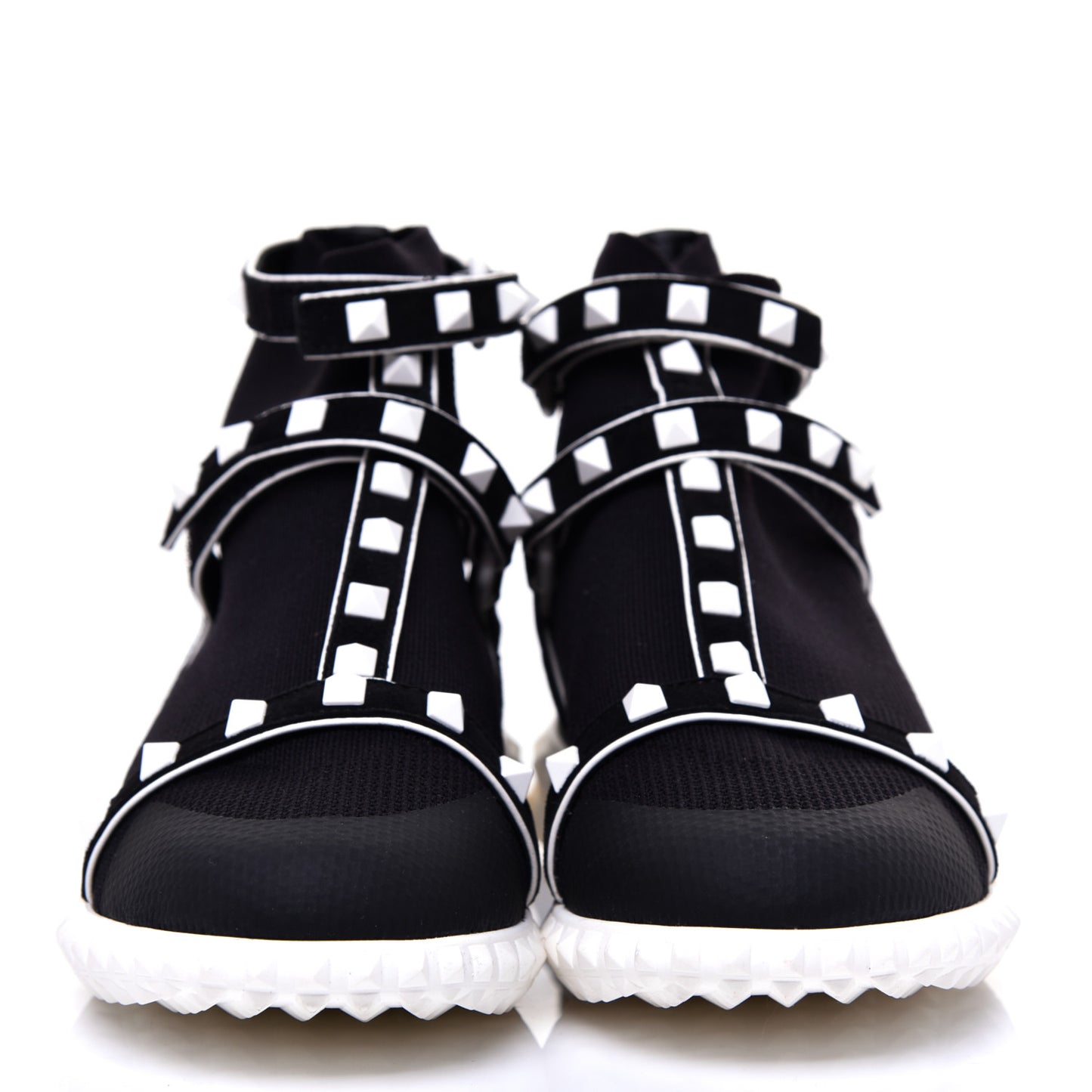Body Tech Knit Free Rockstud Sock High Top Sneakers 35.5 Black White