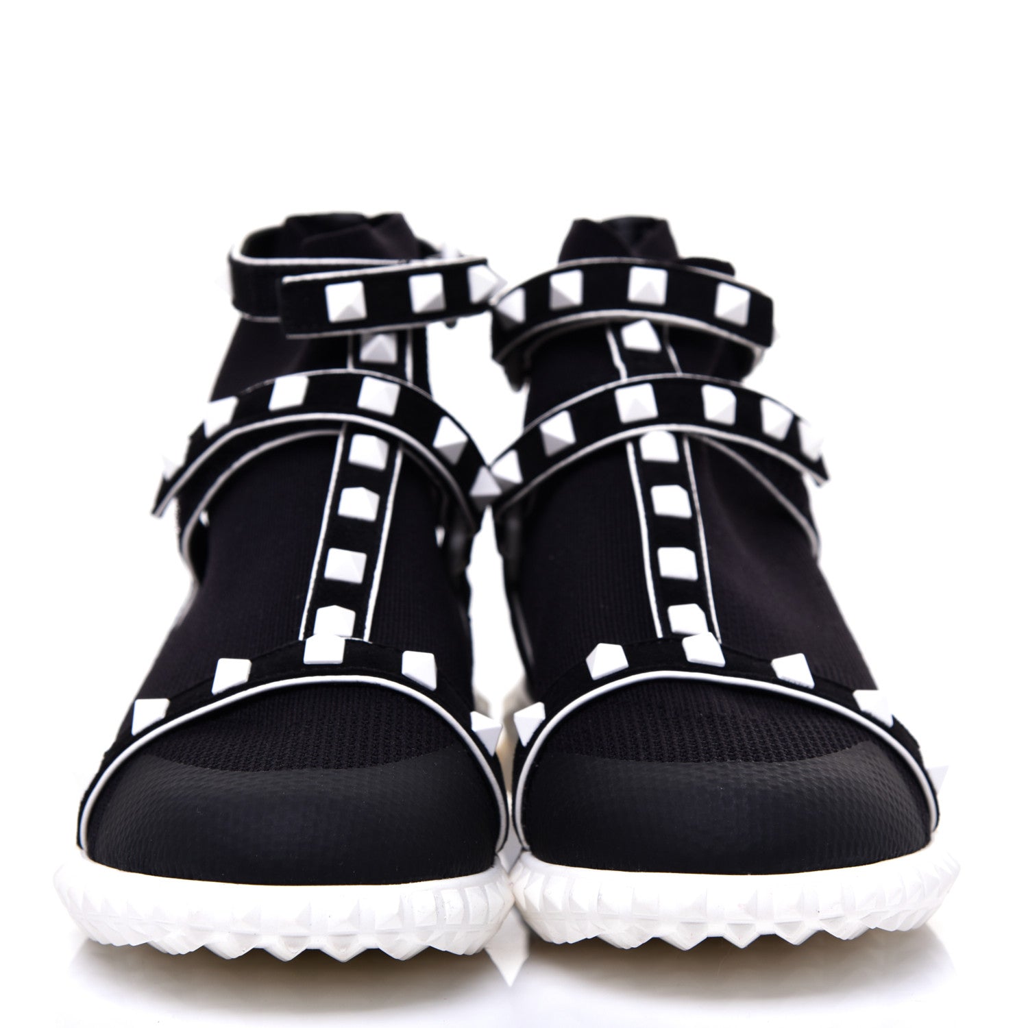Valentino Garavani Body Tech Knit Free Rockstud Sock High Top Sneakers 35.5 Black White 2 of 9