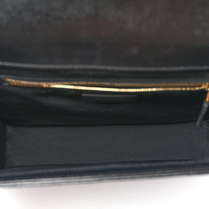 Saint Laurent Grain De Poudre Matelasse Chevron Large Monogram Satchel Black 5 of 9