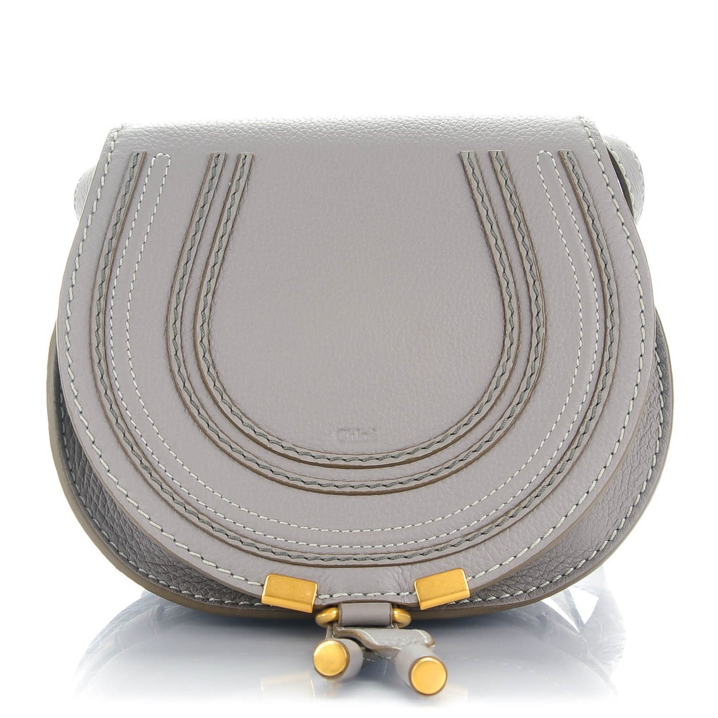 Calfskin Mini Marcie Round Crossbody Bag Cashmere Grey