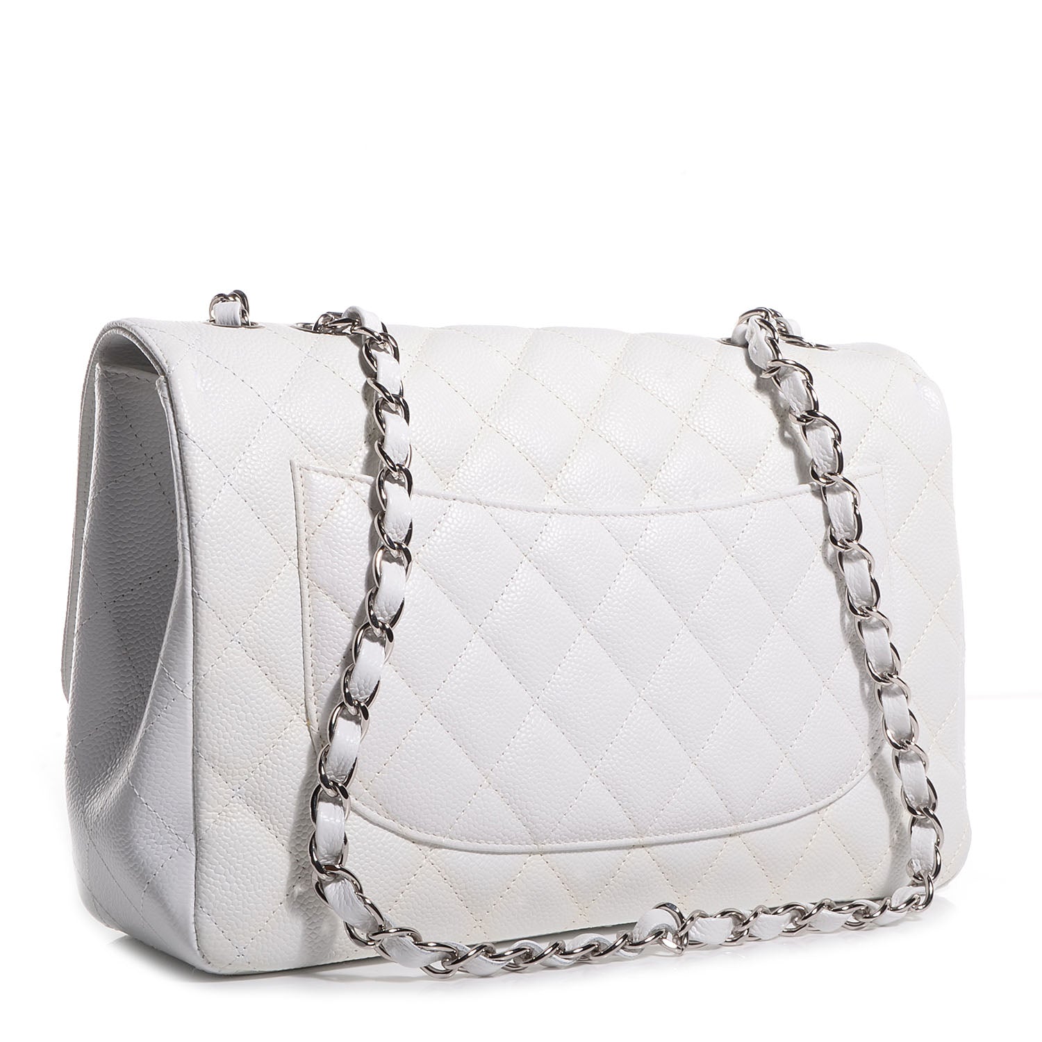 Chanel Caviar Jumbo Single Flap White 3 of 8