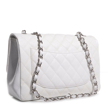 Chanel Caviar Jumbo Single Flap White 3 of 8