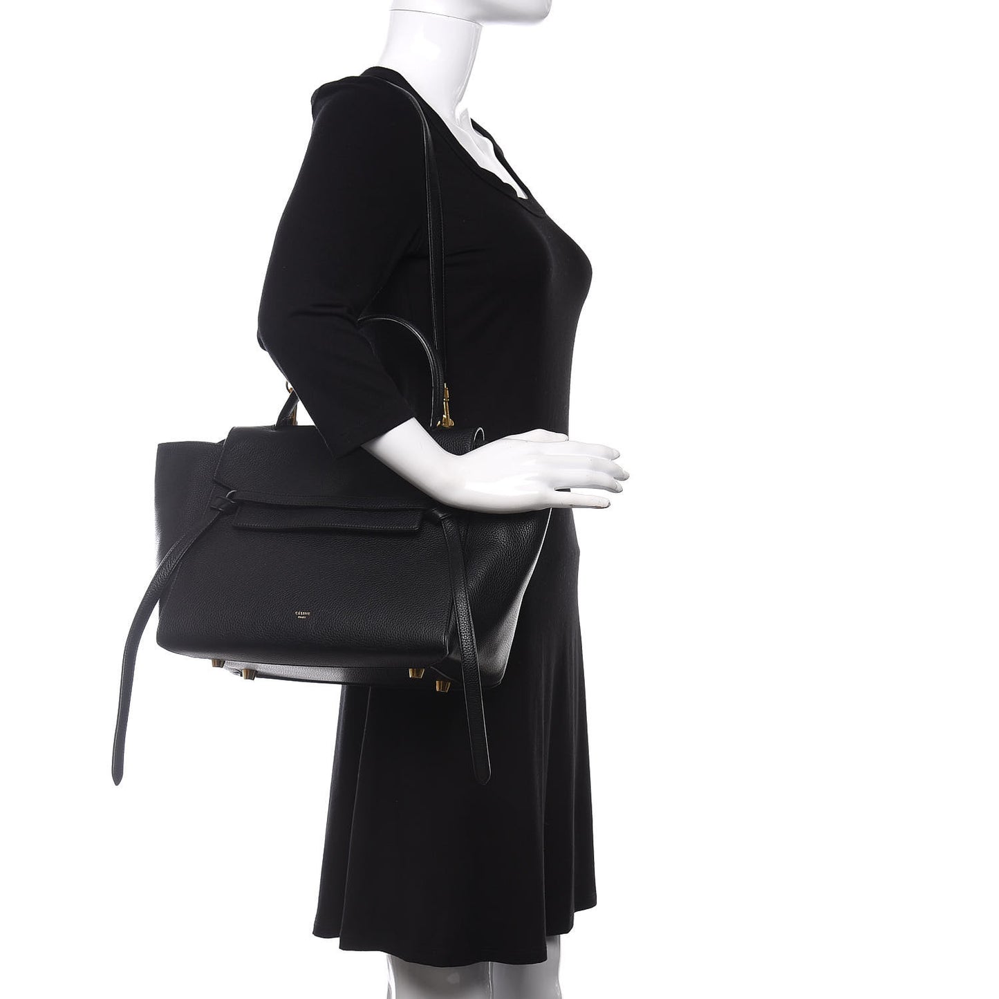 Drummed Calfskin Mini Belt Bag Black