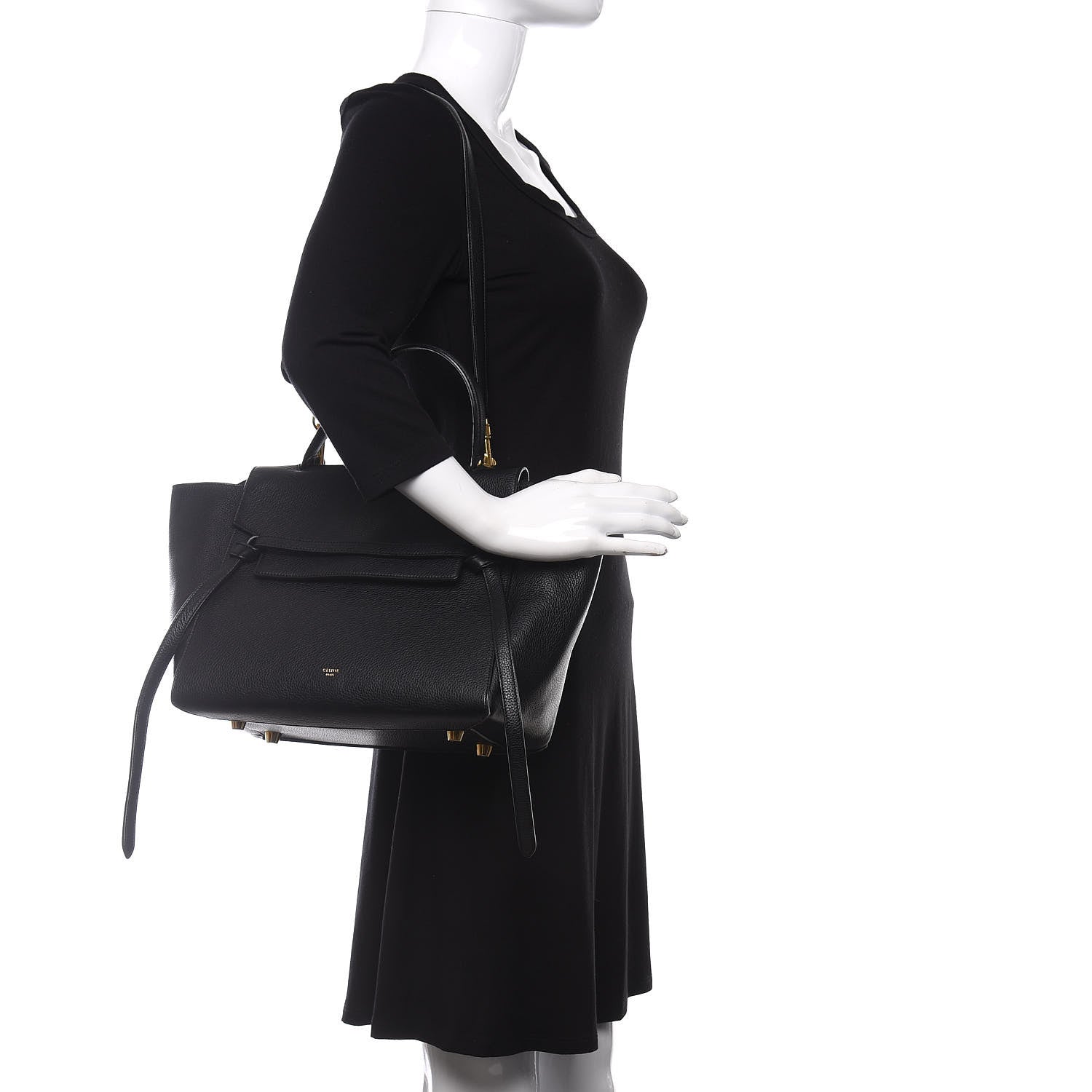 Celine Drummed Calfskin Mini Belt Bag Black 2 of 13