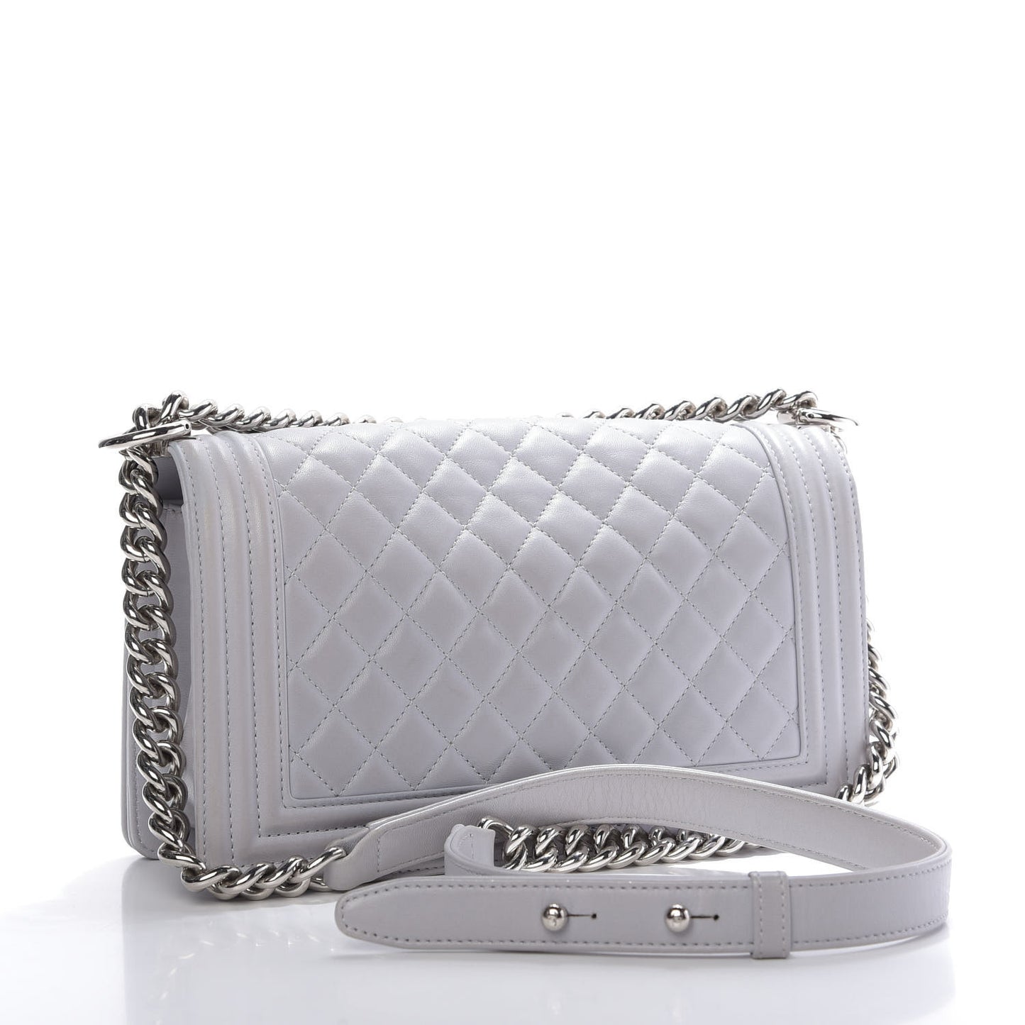 Calfskin Quilted Medium Boy Flap Grey