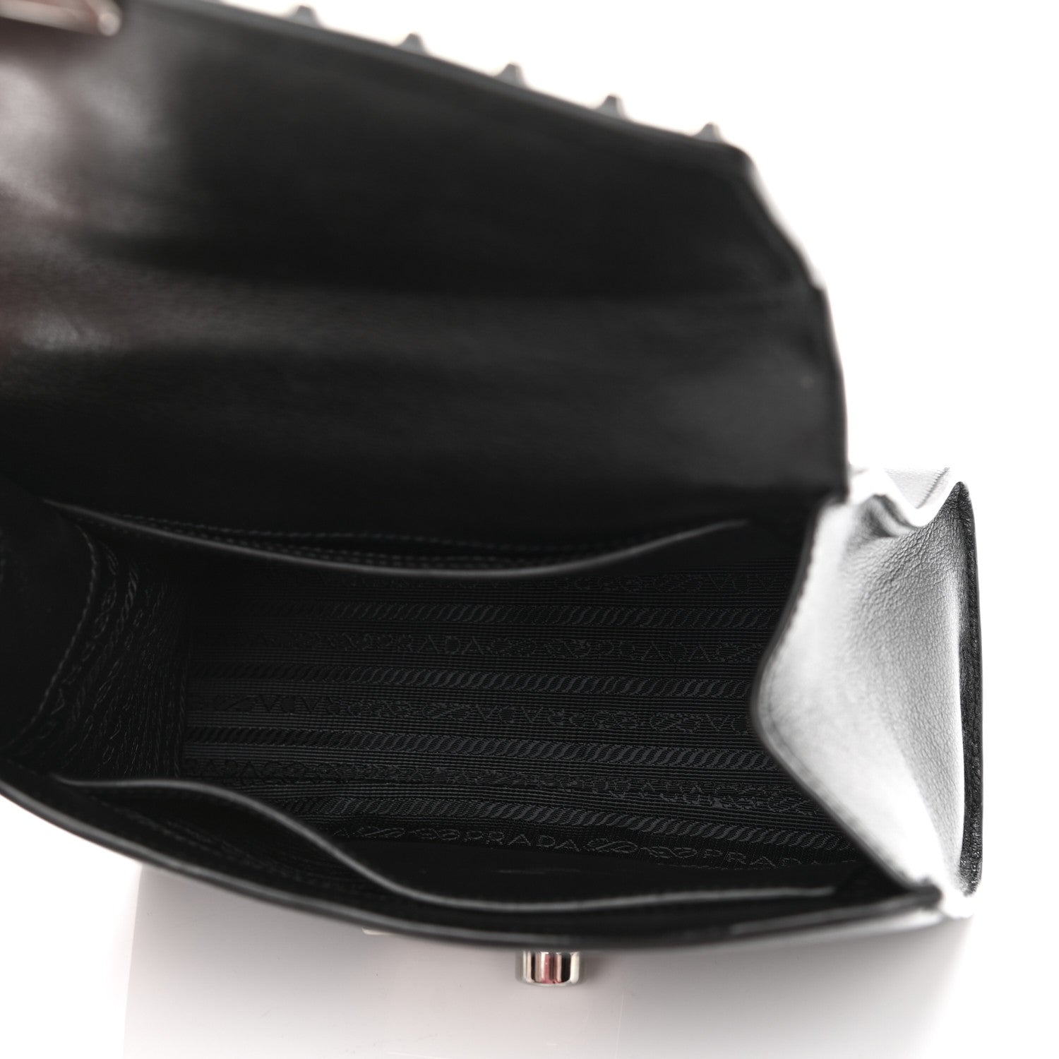 Prada Glace Calfskin Studded Sound Flap Crossbody Shoulder Bag Black 5 of 10