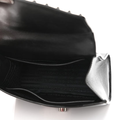 Prada Glace Calfskin Studded Sound Flap Crossbody Shoulder Bag Black 5 of 10