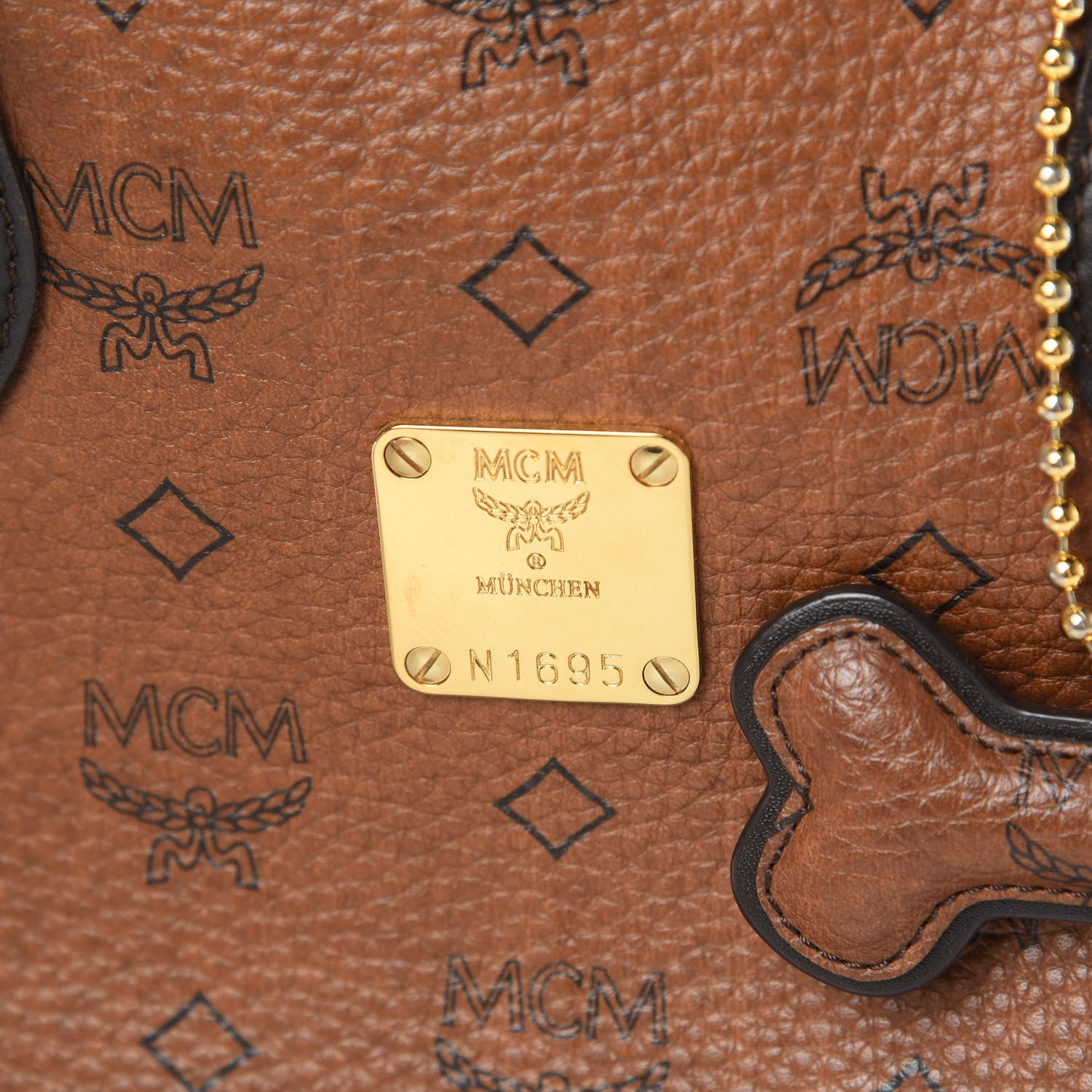 MCM Visetos Dog Bone Shopper Tote Brown 6 of 12