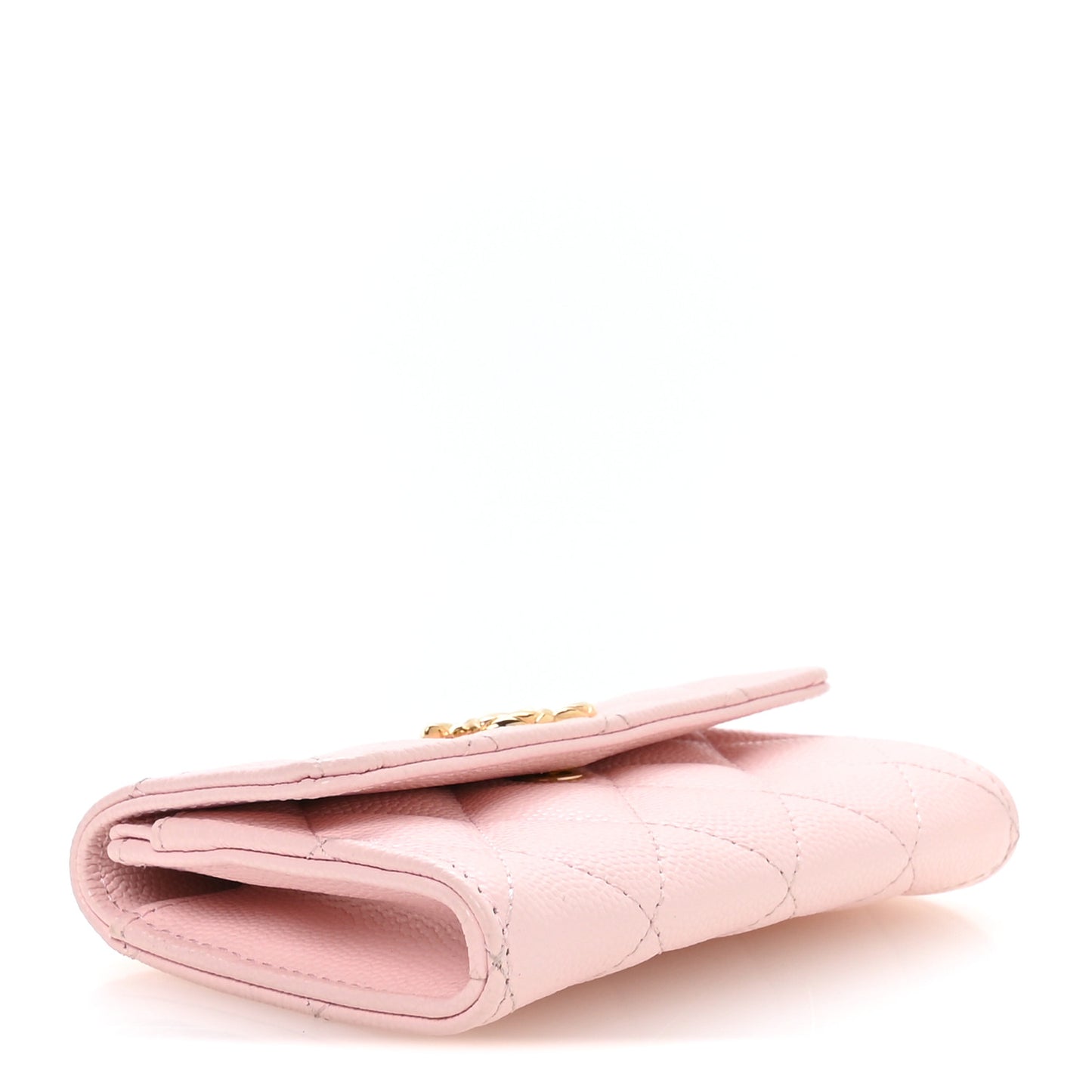 Caviar Quilted Flap Card Holder Wallet Light Pink