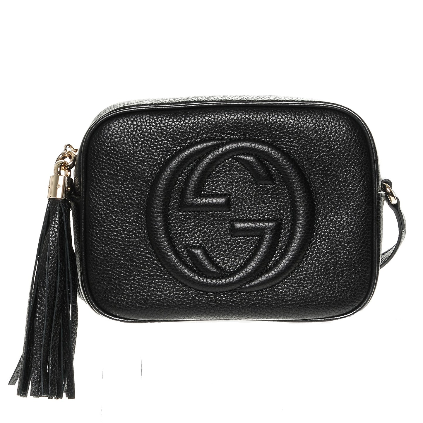 Pebbled Calfskin Small Soho Disco Bag Black
