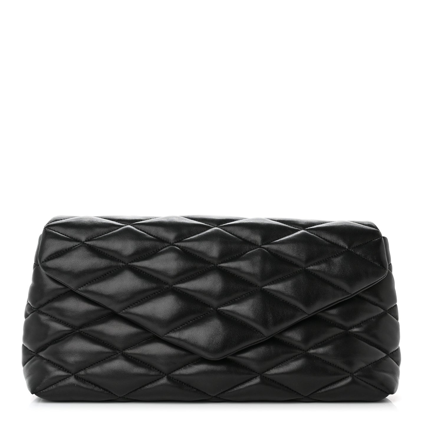 Lambskin Quilted Sade Puffer Envelope Clutch Black