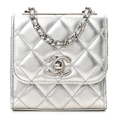 Chanel Metallic Lambskin Quilted Mini Trendy CC Clutch With Chain Silver 1 of 11