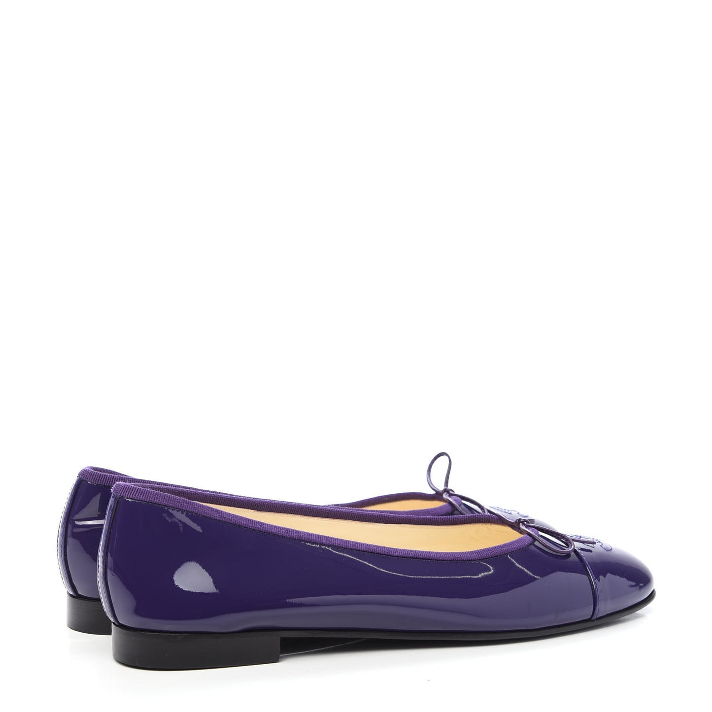 Patent Calfskin CC Cap Toe Ballerina Flats 40.5 Purple
