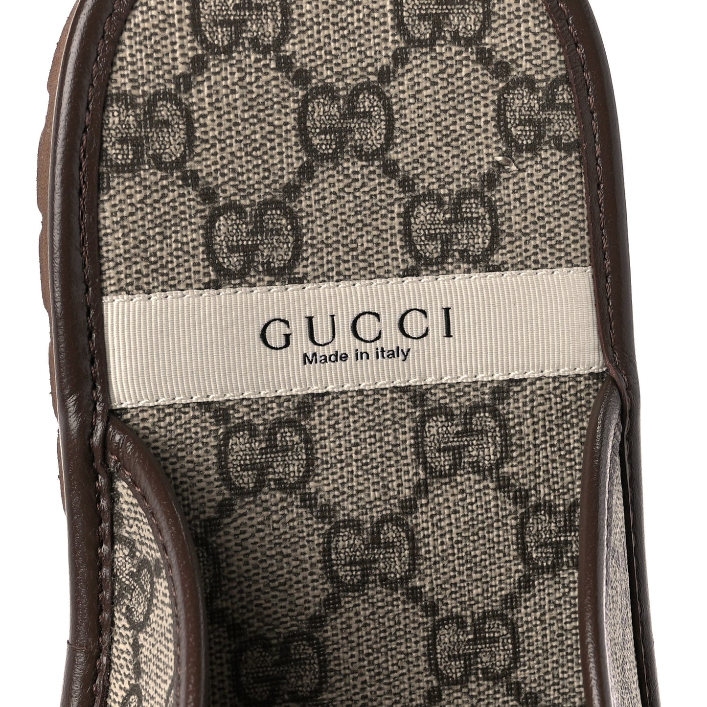 GG Supreme Monogram Miro Soft Calfskin Men's Horsebit Slippers 10 Beige Ebony New Acero
