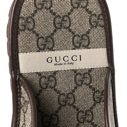 Gucci GG Supreme Monogram Miro Soft Calfskin Men's Horsebit Slippers 10 Beige Ebony New Acero 8 of 9