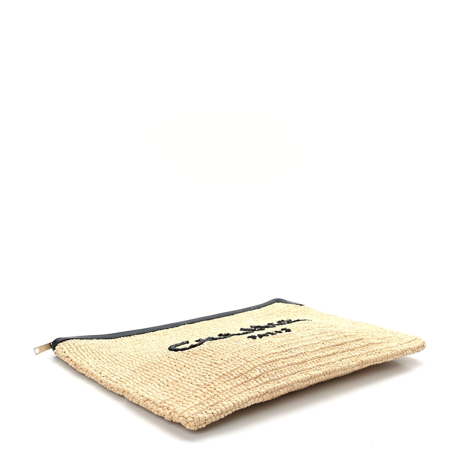 Celine Raffia Sequin Large Pouch Black 4 of 7
