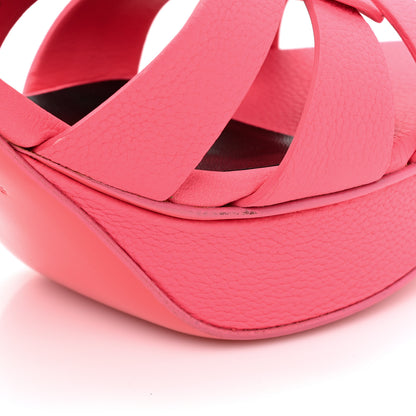 Saint Laurent Grained Calfskin Tribute 75 Platform Sandals 38 Rose Clair 10 of 14