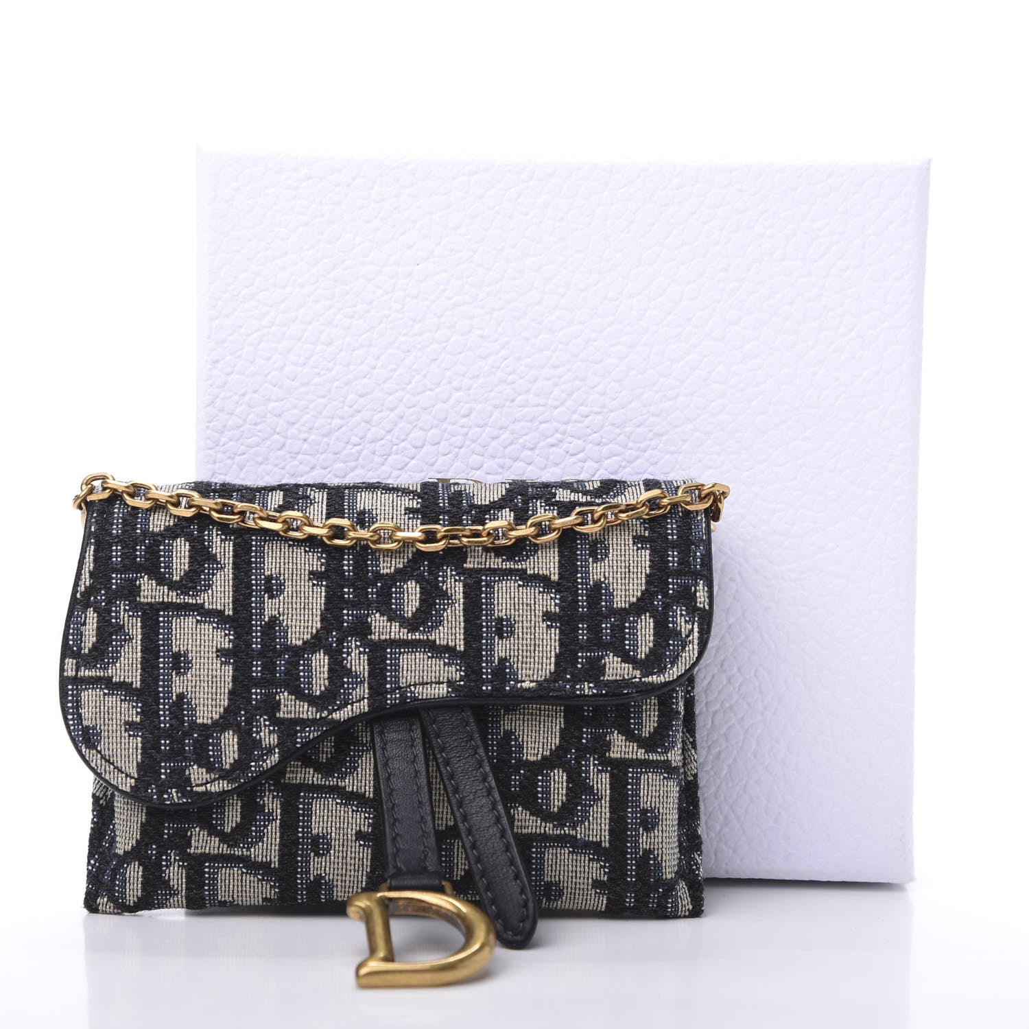 Christian Dior Oblique Nano Saddle Chain Pouch Blue 9 of 9