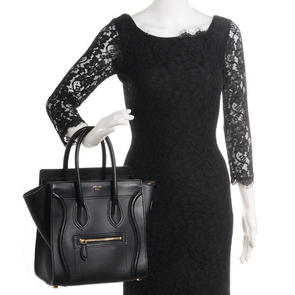 Celine Smooth Calfskin Micro Luggage Black 2 of 7