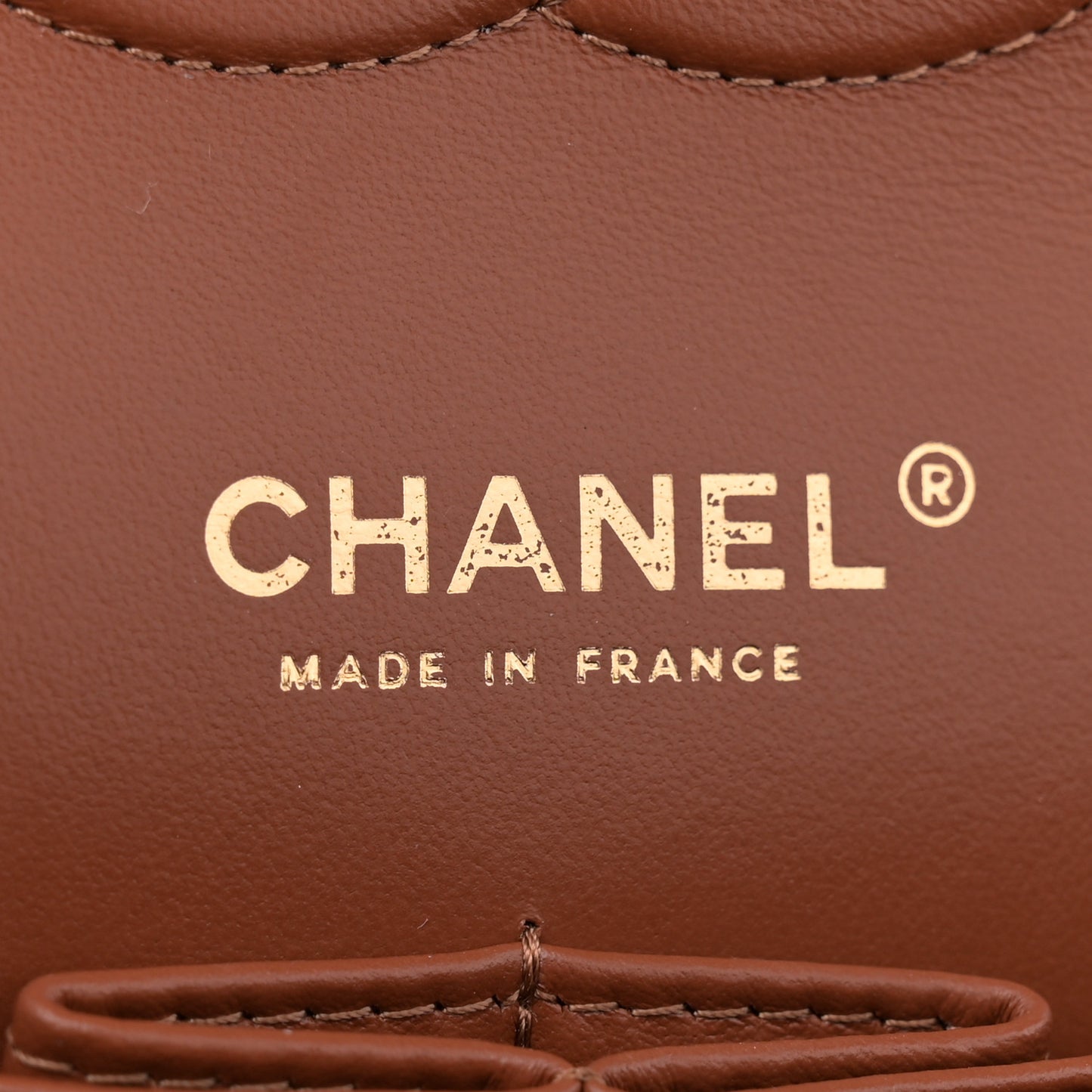 Lambskin Quilted Medium Double Flap Brown