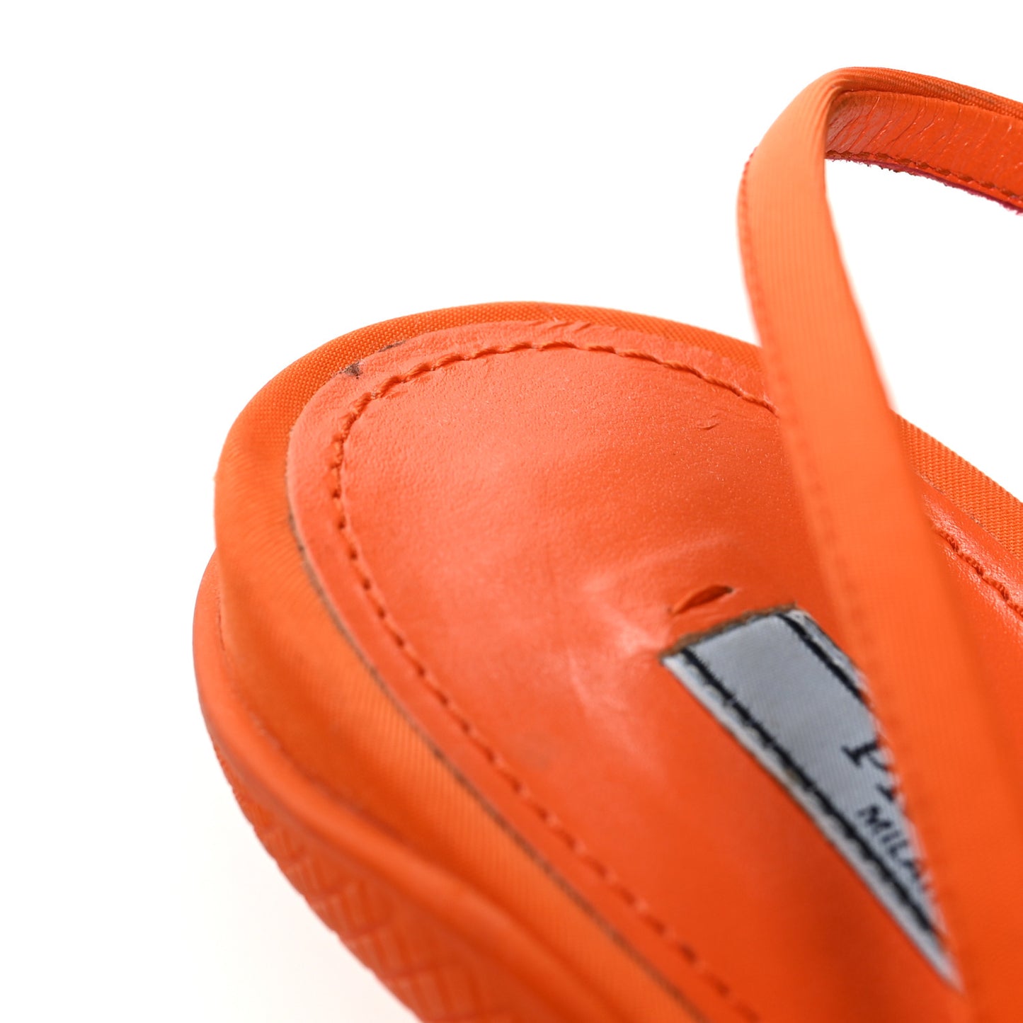 Nylon Logo Bi-Color Pointed Toe 45mm Slingback Pumps 36.5 Orange Black