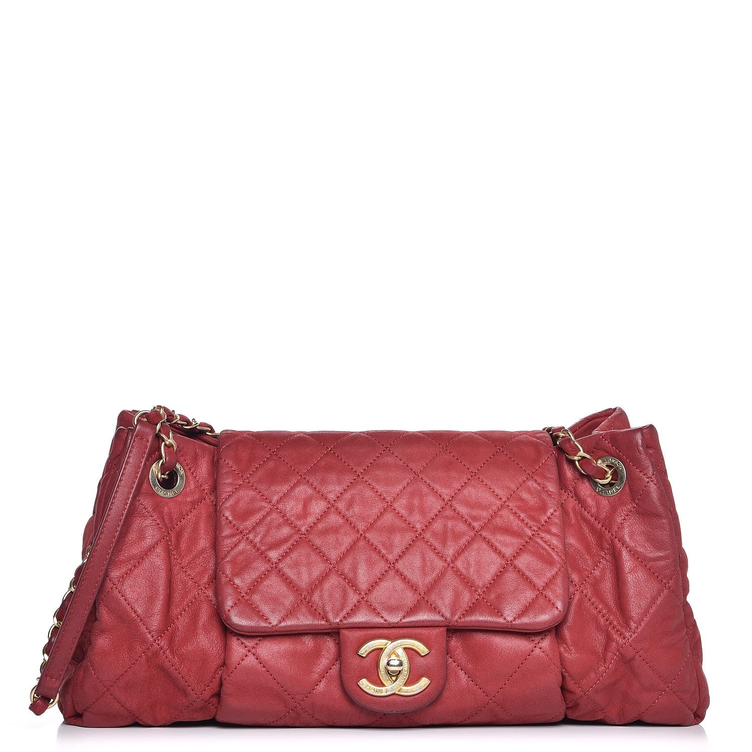 Chanel Iridescent Calfskin Large Chic Quilt Flap Red 1 of 10
