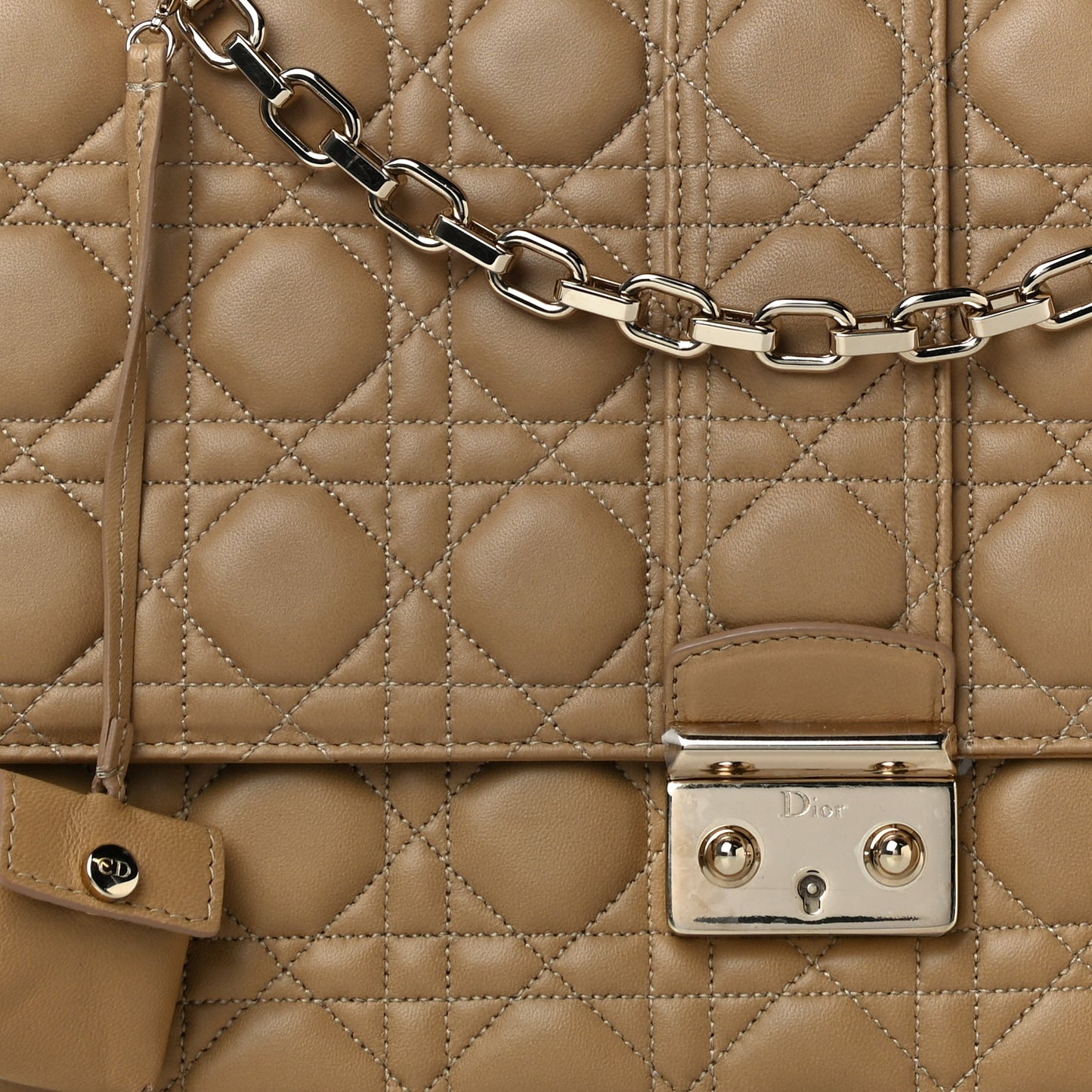 Lambskin Cannage Large Miss Dior Flap Beige