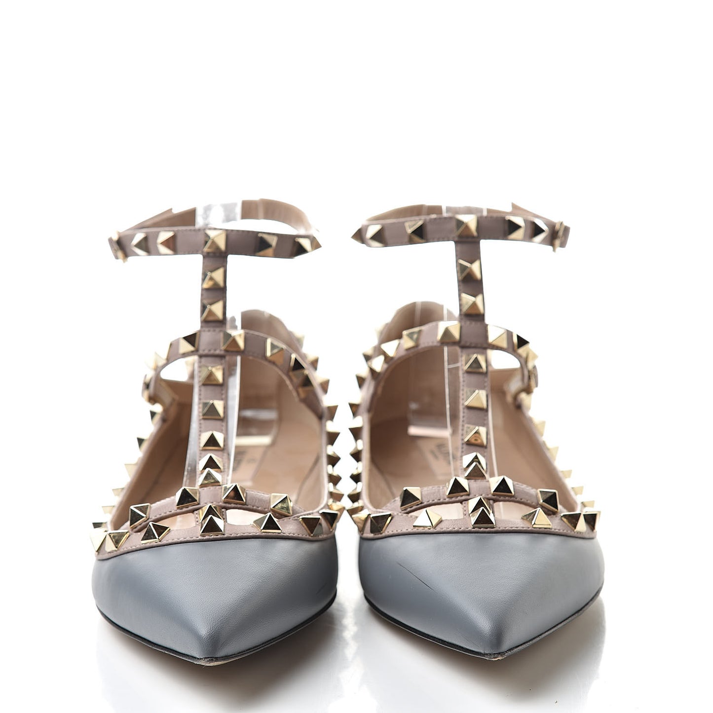 Nappa Rockstud Cage Ballerina Flats 39 Stone Poudre