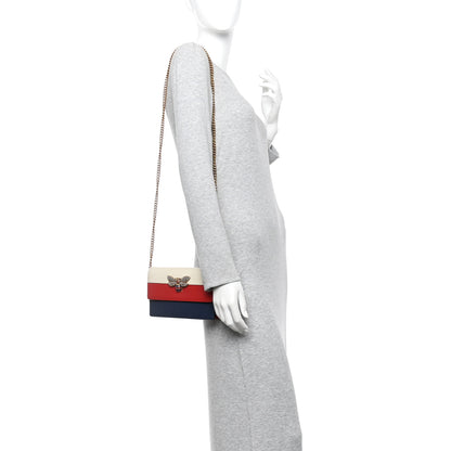 Gucci Calfskin Queen Margaret Chain Wallet Blue Agata Hibiscus Red Mystic White 2 of 11