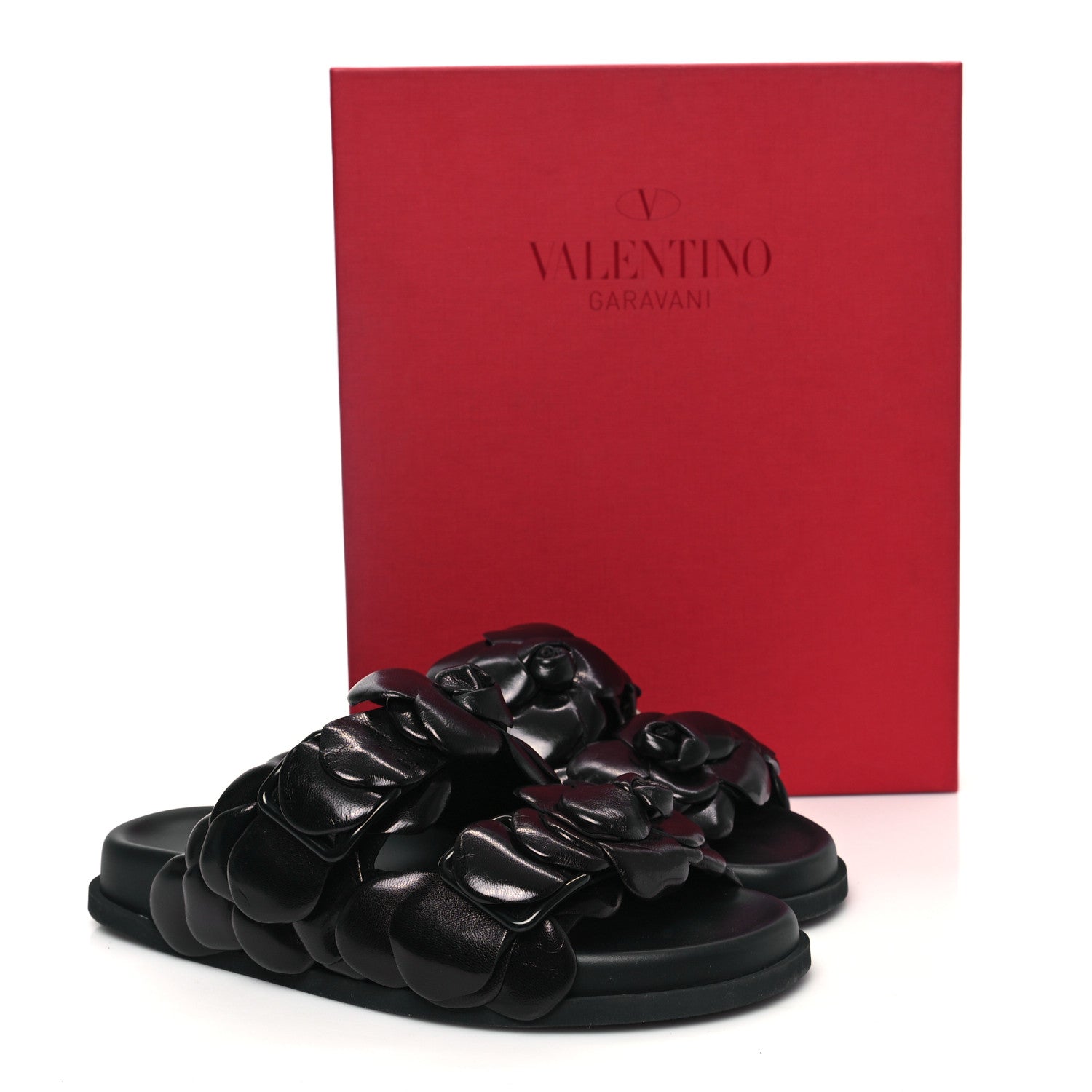 Valentino Garavani Kidskin Atelier 03 Rose Edition Double Buckle Slide Sandals 36 Black 9 of 9
