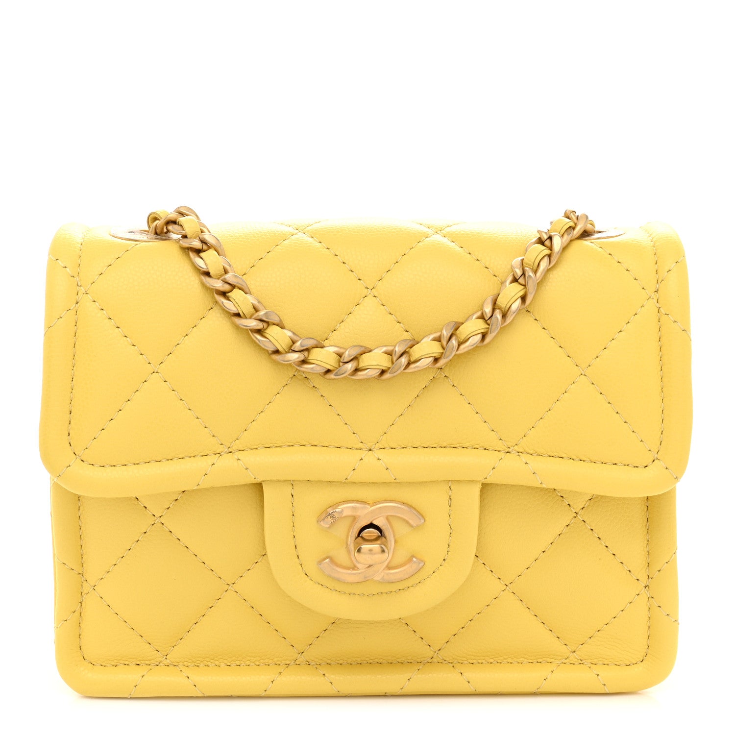 Chanel Caviar Quilted Mini Sweet Classic Flap Yellow 1 of 11